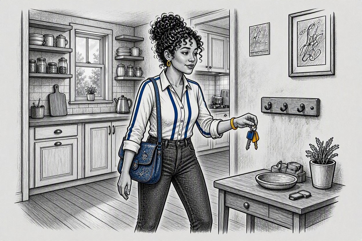 Grabbing keys off the hook, heading out for the night